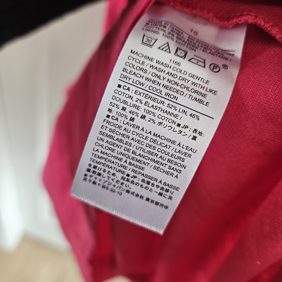 NWT Size 10 Banana Republic Linen Cotton Pink Midi Dress Cutout Back Pockets - Picture 7 of 7